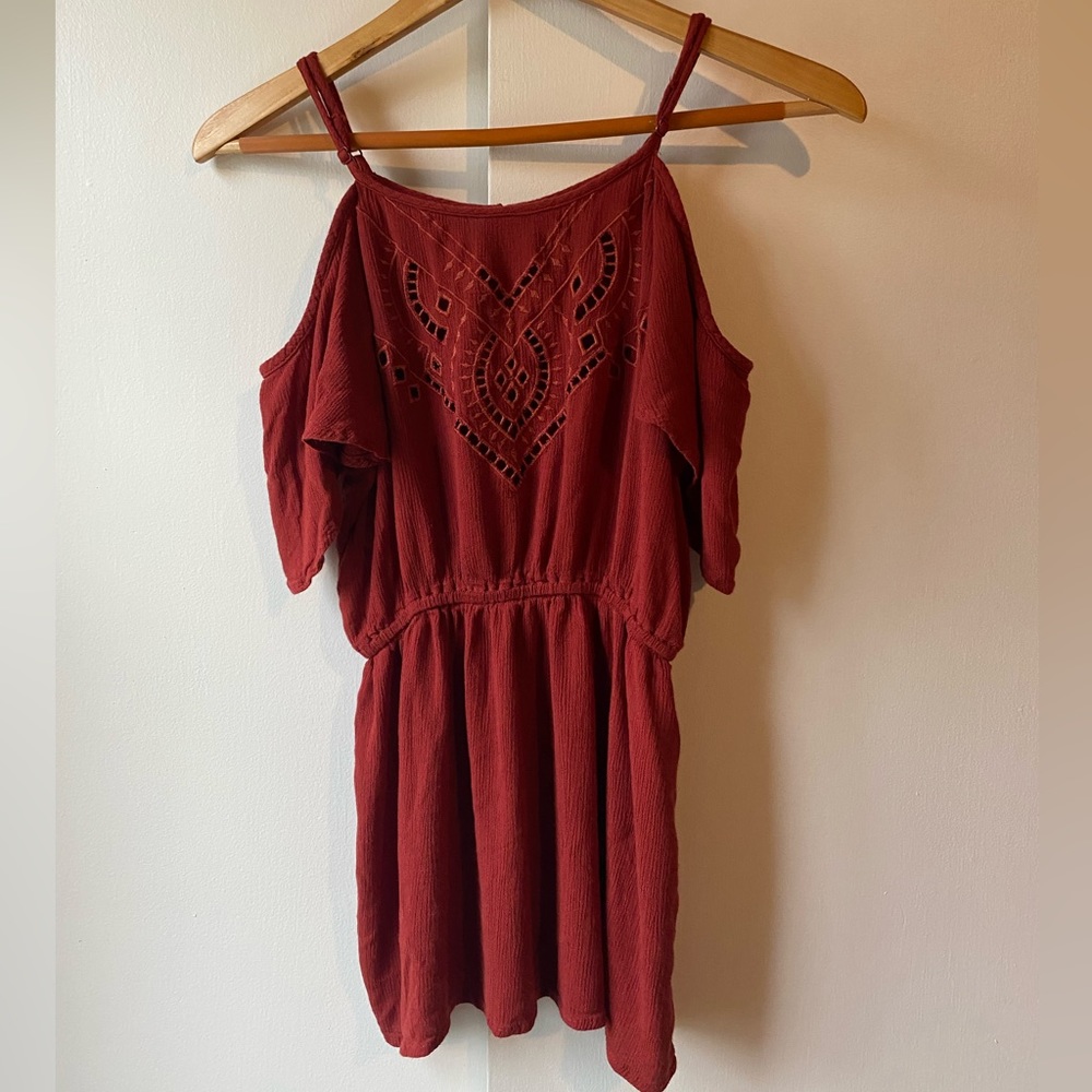 Flowey Maurice Off Shoulder Burnt Orange Medium Short Sleeve Elastic waist